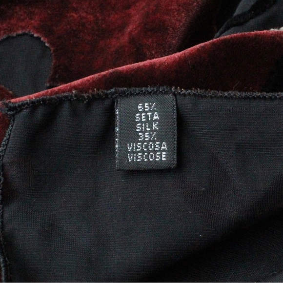 Italian Silk Velvet Burnout Scarf Floral Paisley Heart Black Red Green - Picture 12 of 12